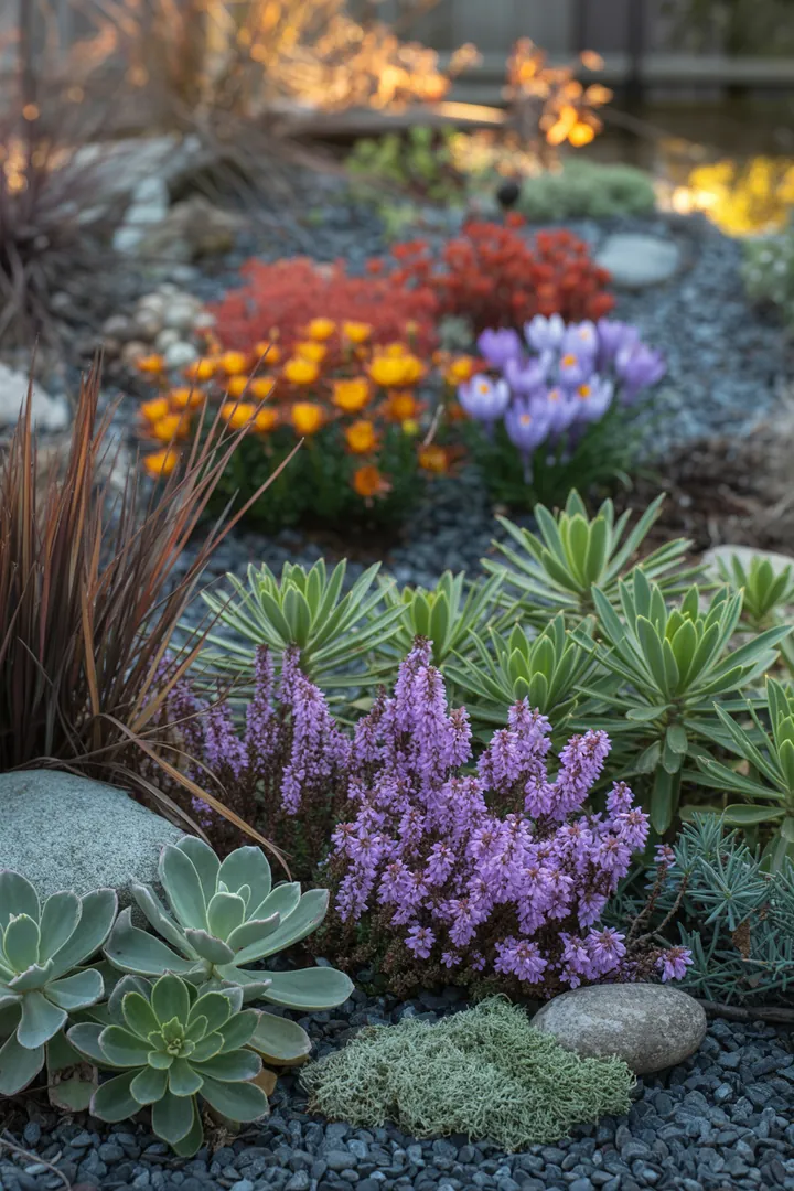 Vielfältige Winterblüher und pflegeleichte Gartenpflanzen in einem harmonischen Arrangement, das Farbe und Duft in kühle Monate bringt.
