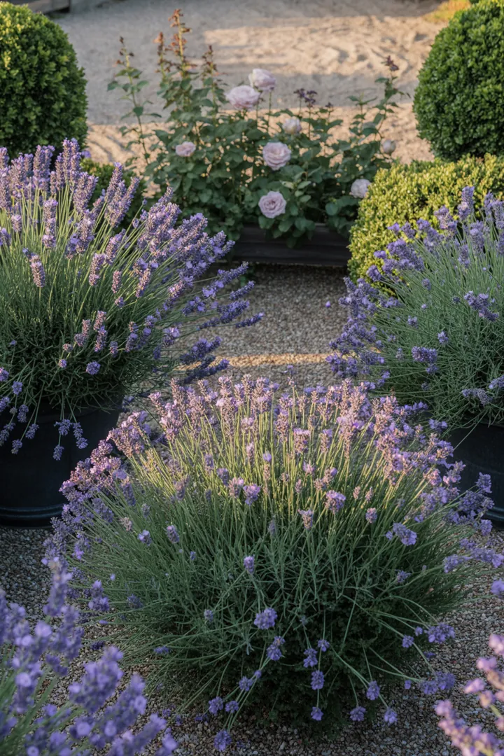 Bunt blühender Kräutergarten mit duftenden Pflanzen und silbrigem Laub, ideal für sonnige Standorte und pflegeleichte Gestaltung.