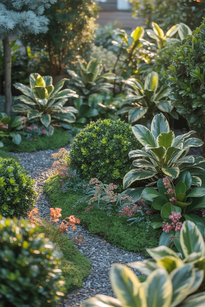 „Bunte Auswahl an kompakten, duftenden Pflanzen mit immergrünem Laub, auffälligen roten Blättern und pflegeleichten Sorten für abwechslungsreiche Gärten.“