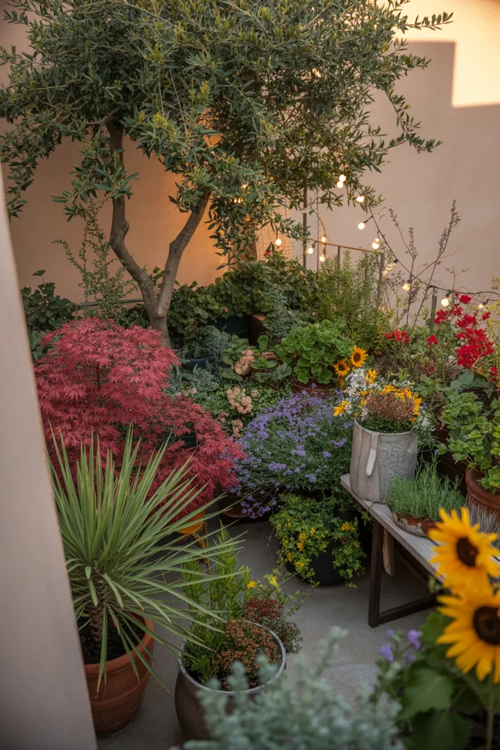 Bunte Pflanzenarrangements mit duftenden, immergrünen Arten und auffälligen Blättern schaffen einen lebendigen Garten. Kompakte, pflegeleichte Variationen bieten Vielfalt und Farbe.