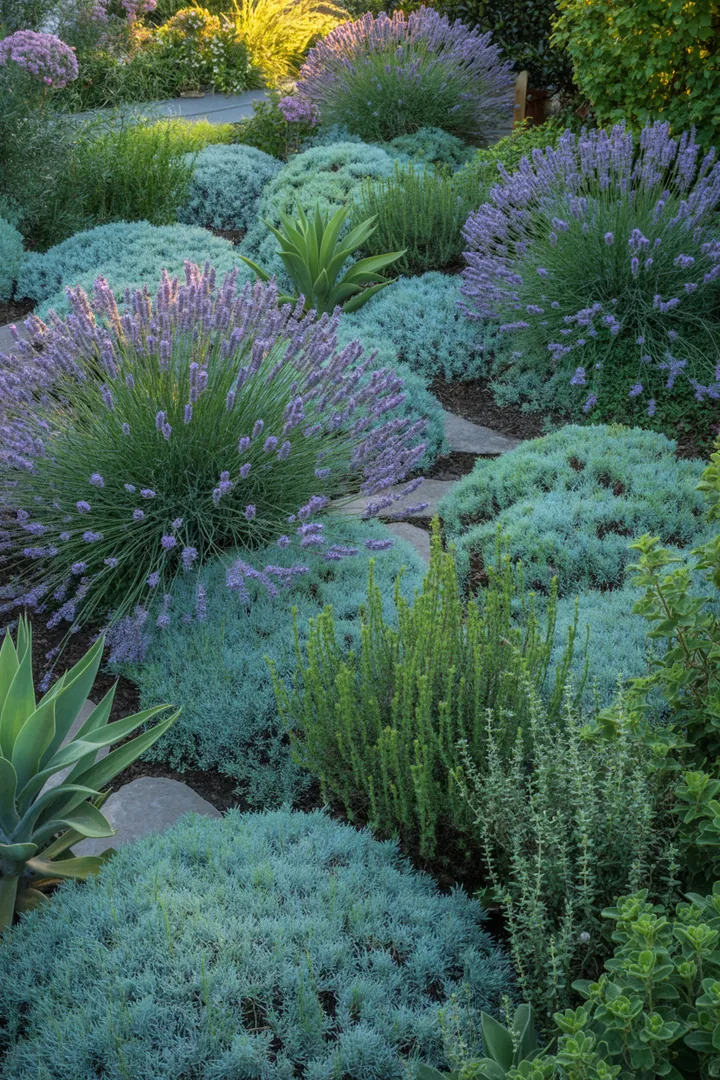 Ein Bild zeigt eine harmonische Anordnung von verschiedenen Gräsern, die in unterschiedlichen Höhen und Texturen wachsen. Die Pflanzen verleihen dem Garten eine elegante und strukturierte Atmosphäre, während die herbstlichen Farben der Blätter einen warmen, einladenden Eindruck hinterlassen.