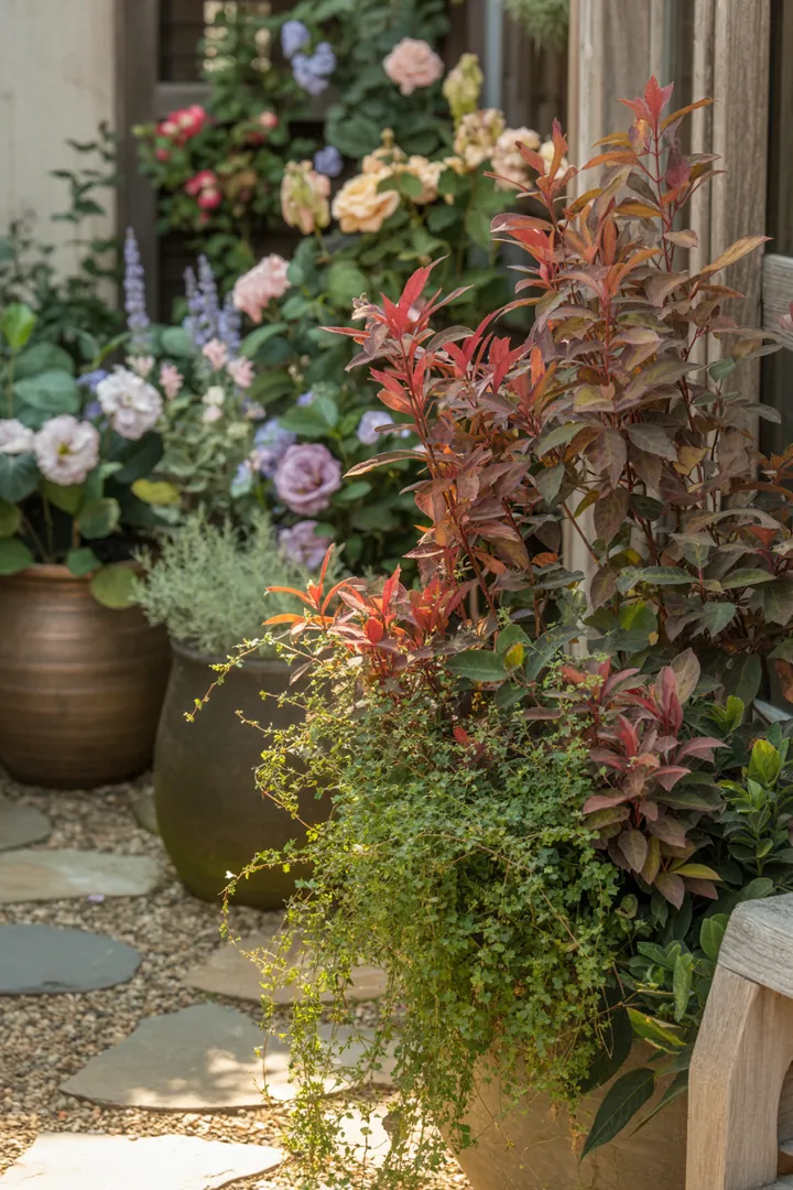 Vielfältige Pflanzenauswahl mit immergrünen, formbaren Arten, duftenden Blüten und robustem, buntem Laub für pflegeleichte, kompakte Gärten.