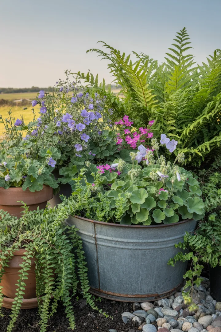 Eine harmonische Gartenlandschaft mit duftendem Lavendel, robusten Christrosen und pflegeleichter Katzenminze, umrahmt von winterharten Bodendeckern und farbenfrohen Sonnenhüten.