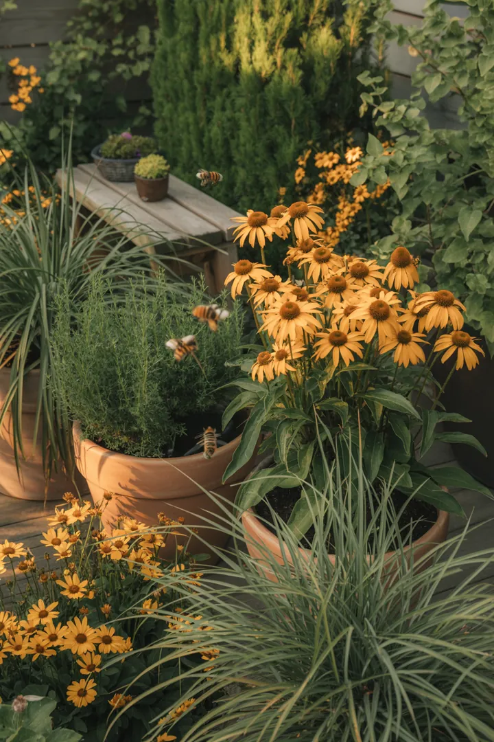 Bunte, pflegeleichte Gartenpflanzen mit aromatischen und hitzetoleranten Eigenschaften, ideal für sonnige Standorte und bienenfreundliche Gestaltung.