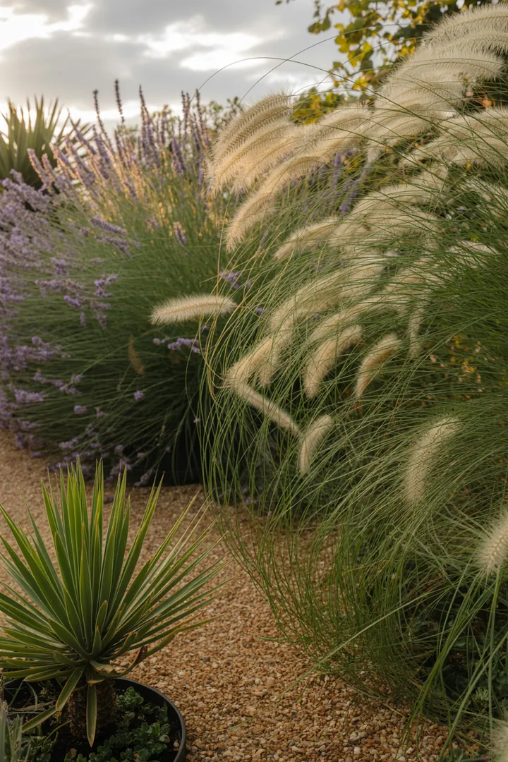 Vielfalt an Ziergräsern mit eleganten, robusten Formen; ideale Pflanzen für strukturierte Gärten, die saisonale Farben und dekorative Akzente bieten.