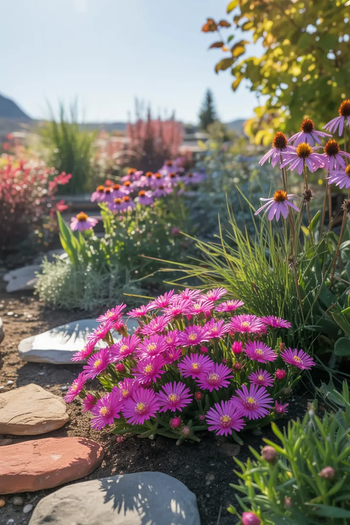 Bunte Auswahl von Sukkulenten und winterharten Pflanzen in verschiedenen Formen und Farben, ideal für Gärten und kreative Pflanzideen.