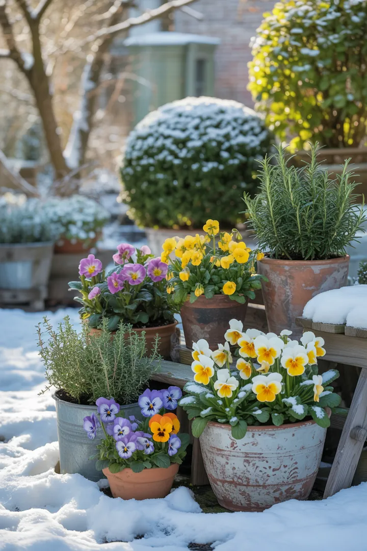 Bunte Frühlingsblumen in voller Blüte, darunter Christrose, Hornveilchen, Primel und Gänseblümchen, umgeben von zarten Schneeglöckchen und duftenden Hyazinthen.