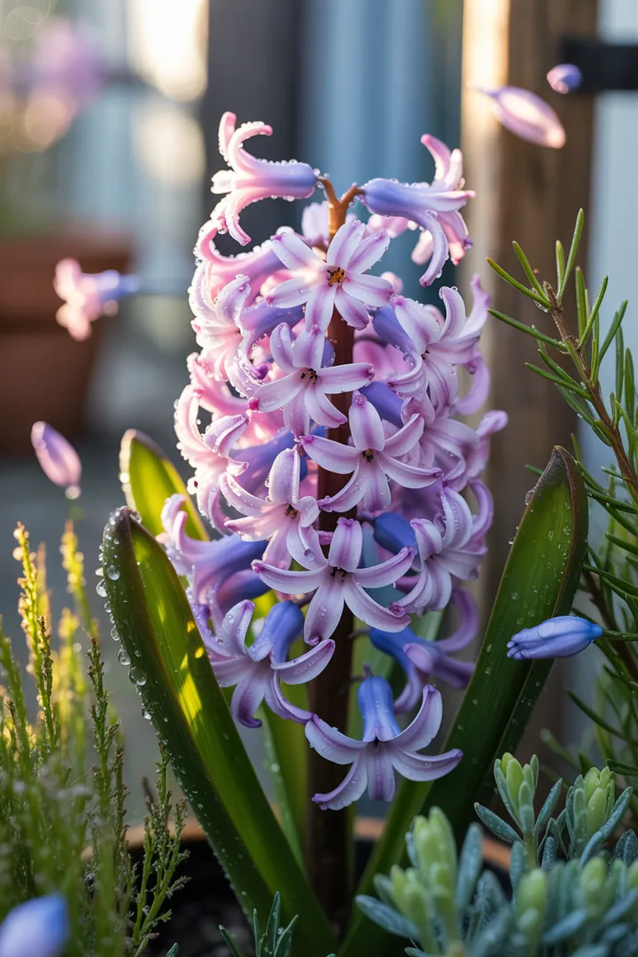 Bunt blühende Frühlingspflanzen in einem Gartenbeet: Christrose, Hornveilchen, Primeln und Krokusse strahlen lebendige Farben aus und ziehen Blicke an.