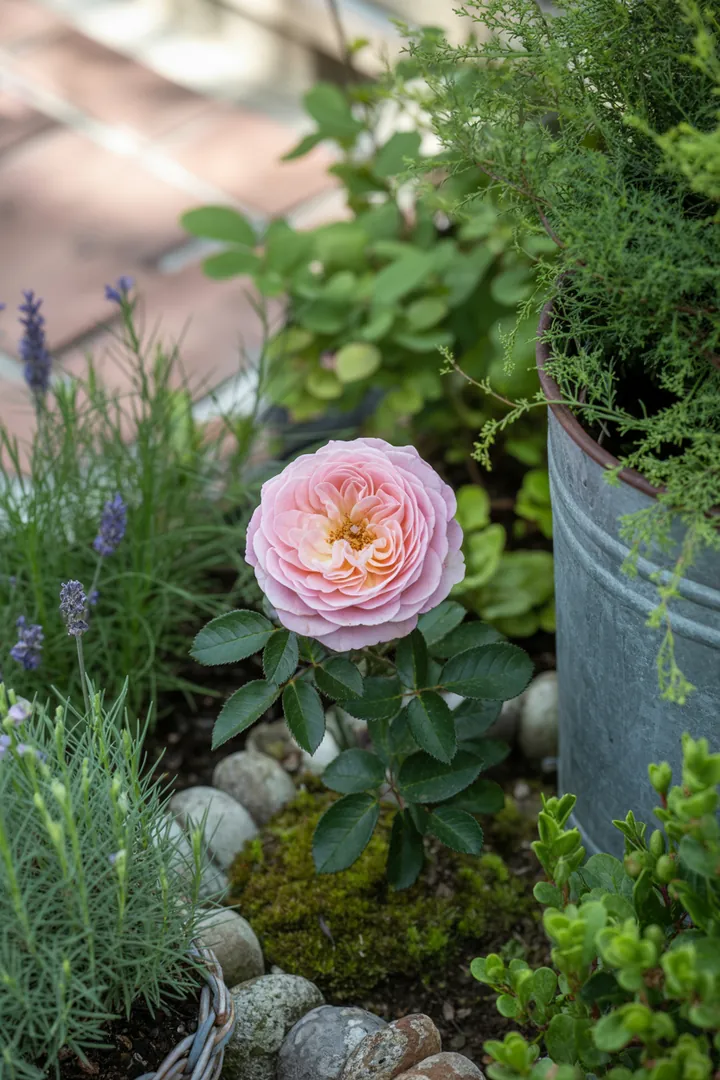 Ein üppiger, grüner Garten mit verschiedenen Kletterpflanzen, die majestätisch an Wänden emporwachsen. Die Szene zeigt eine Vielfalt an immergrünen und blühenden Arten, die lebendige Farben und betörende Düfte verbreiten, während sie Schatten spenden und einen einladenden Rückzugsort schaffen.