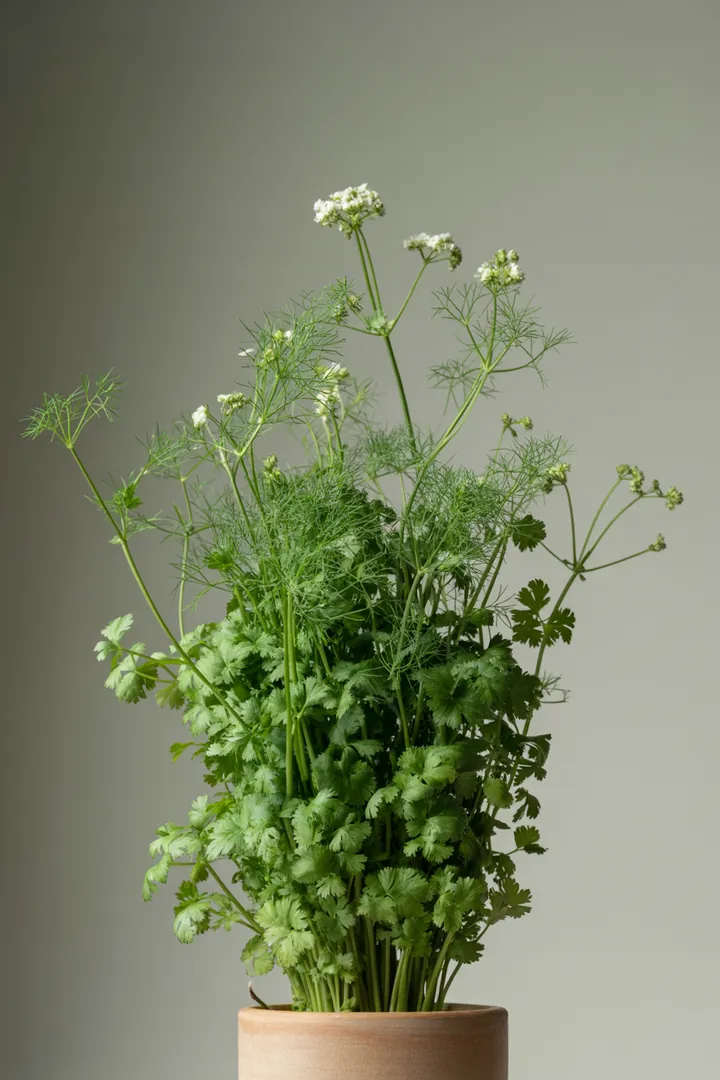 Koriander – für Balkon, Terrasse, Kübel, Hochbeet, Garten, Beet – Standort: Halbschatten – Wasserbedarf: mittel