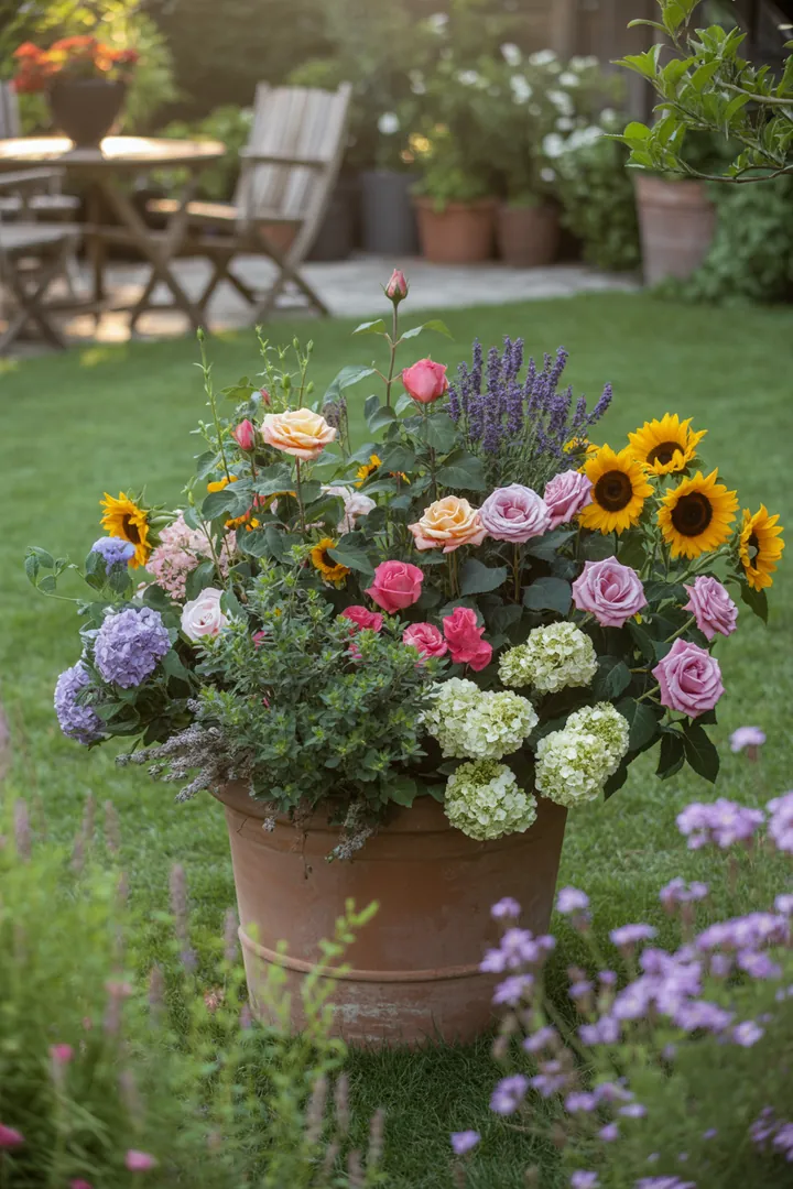 Ein attraktiver, großzügiger Behälter für Pflanzen, ideal für die Verwendung mit Langzeitdünger, unterstützt durch praktische Stützen und einen durchdachten Pflanzplaner.