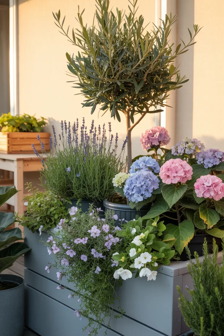 Bunte Gefäße mit Erde, Nährstoffen und Etiketten für gesunde Pflanzen, unterstützt von stabilen Halterungen für optimales Wachstum.