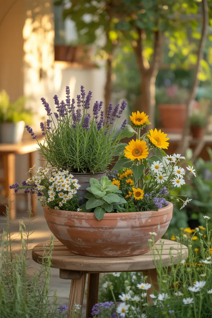 Ein stilvoller Pflanzkübel gefüllt mit frischer Pflanzerde, umgeben von Pflanzenstützen und Pflanzetiketten, ergänzt durch Langzeitdünger für ein gesundes Wachstum.