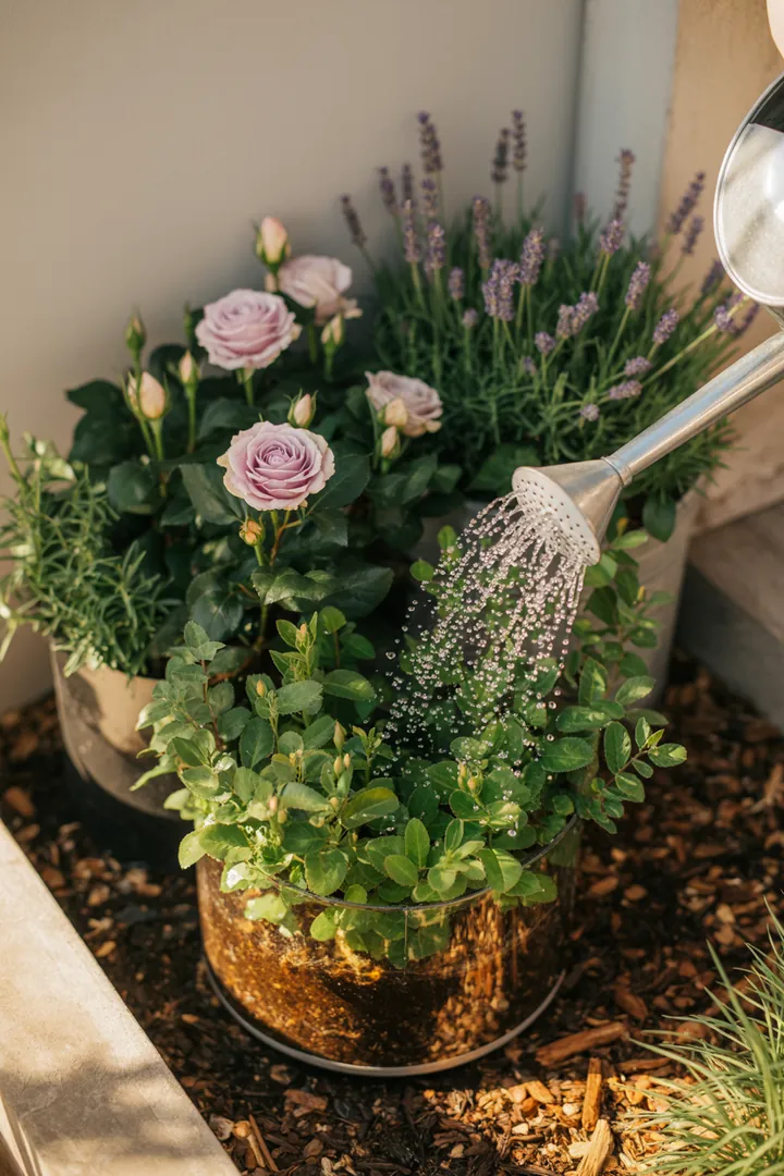 Ein innovativer Blumentopf mit integrierter Bewässerungstechnologie, der Wasser speichert und Pflanzen mit Feuchtespeicher-Substrat versorgt, ideal für pflegeleichte Gartenarbeit.